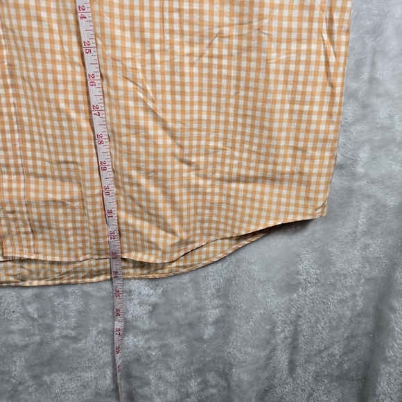 Turnbull & Asser Orange Checkered Collared Button Down Mens Size 43 17 Cotton - Picture 9 of 11
